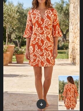 Tracy Porter Patterned Bell Sleeve Dress – Size Small